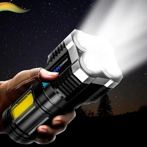 🔦 Linterna LED 4 Núcleos Recargable | Ultra Potente